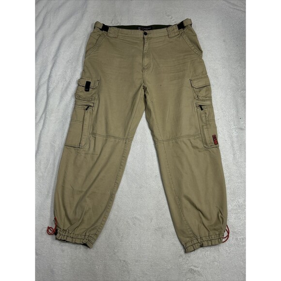 Vintage Bugle Boy Cargo Pants Tan Beige Loose Baggy Skater Y2K Men's Size 38x30 - Picture 2 of 9